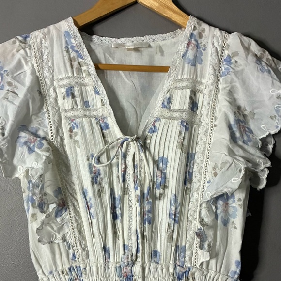 LOVESHACKFANCY Valina Maxi Dress Flutter Sleeve floral cotton coquette XS 0/2 - Picture 5 of 15